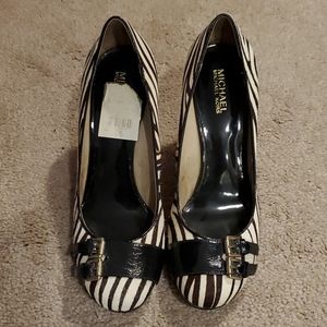 Michael Kors Calf Hair Black White Heels 9.5